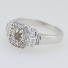 Sterling Silver Semi Mount Ring Setting Oval OV 7X5mm Halo Topaz Solid - Syzjewelry