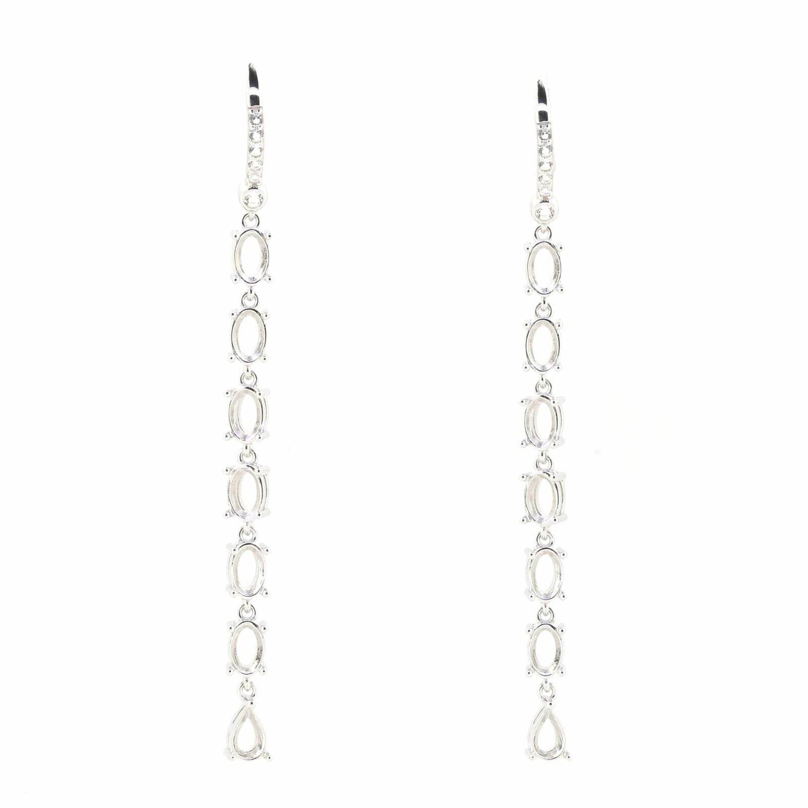 Sterling Silver Semi Mount Earrings Setting Oval OV PE 6X4mm White Topaz - Syzjewelry