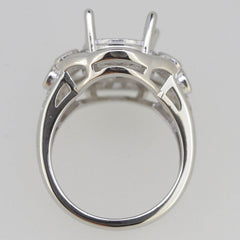 Vintage Style Sterling Silver Semi Mount Ring Setting Round RD 10x10mm L534R534W - Syzjewelry