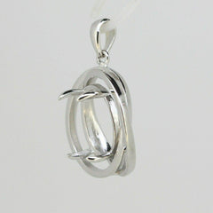 Sterling Silver Semi Mount Pendant Setting Oval OV 14x10mm Infinite Loop - Syzjewelry