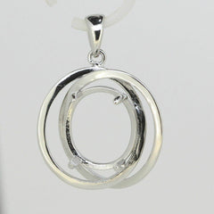 Sterling Silver Semi Mount Pendant Setting Oval OV 14x10mm Infinite Loop - Syzjewelry