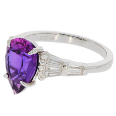 Sterling Silver Semi Mount Ring Setting Pear PE 12X8mm Baguette Accent Shank - Syzjewelry