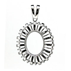 Sterling Silver Semi Mount Pendant Setting Oval OV 12x9mm - Syzjewelry