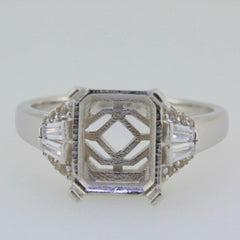 14K White Gold Semi Mount Ring Setting Emerald OCT 11X9mm - Syzjewelry