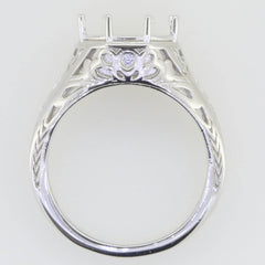 Men's Sterling Silver Semi Mount Ring Setting Round RD 12x12mm Unisex - Syzjewelry