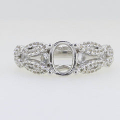 Sterling Silver Semi Mount Ring Setting Oval OV 8x6mm Twisted Shank L552R55 - Syzjewelry
