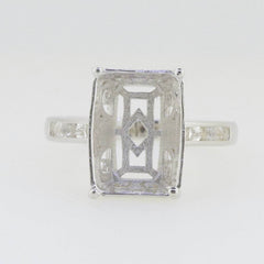 Sterling Silver Semi Mount Ring Setting for Emerald OCT 14x10mm Baguette - Syzjewelry