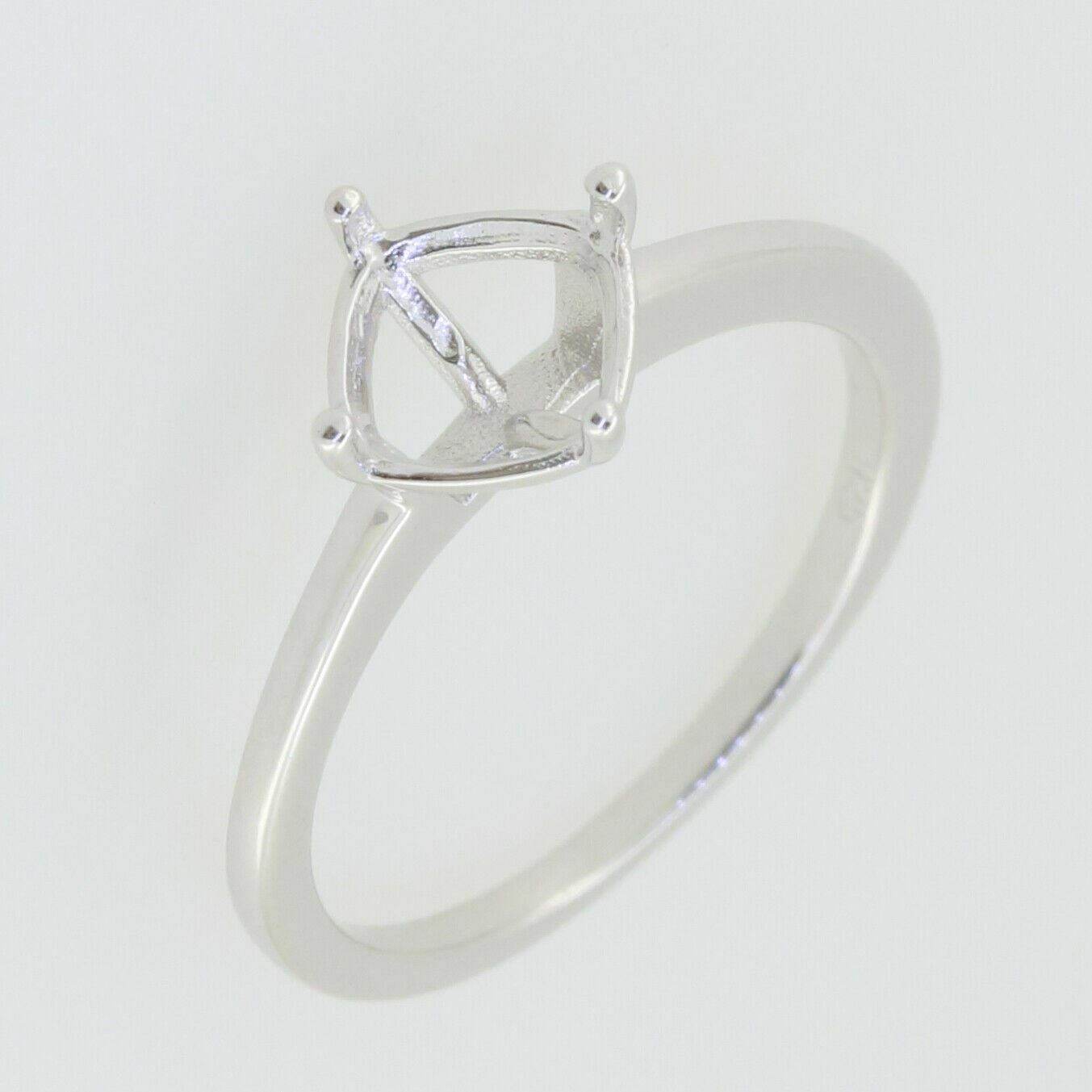 Minimal 14K White Gold Semi Mount Ring Setting Pear PE 7x5mm thin band - Syzjewelry