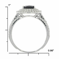 Sterling Silver Semi Mount Ring Setting OV 9X7mm White Topaz Double Halo N00 - Syzjewelry