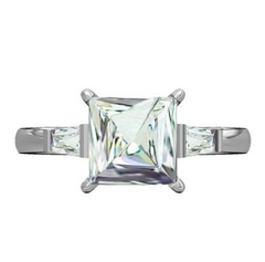 Sterling Silver Semi Mount Ring Setting Asscher SQ 8x8mm Ring 3 Stone