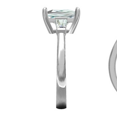 Sterling Silver Semi Mount Ring Setting Asscher SQ 8x8mm Ring 3 Stone