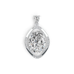 Platinum Semi Mount Pendant Setting Oval OV 16x12mm PE 6x4mm Diamond Accent Syzjewelry