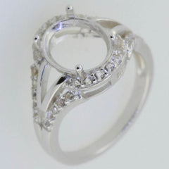 Platinum Semi Mount Ring Setting Oval OV 10x8mm Split Sha Diamond Accent Syzjewelry