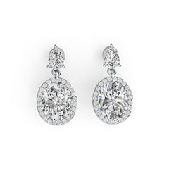 10K Gold Semi Mount Earrings Setting Oval OV 10X8mm PE 6X4mm Moissanite Accent DHJ