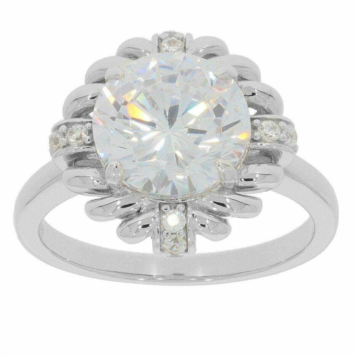 Platinum Semi Mount Ring Setting Round RD 10x10mm Diamond Accent Syzjewelry
