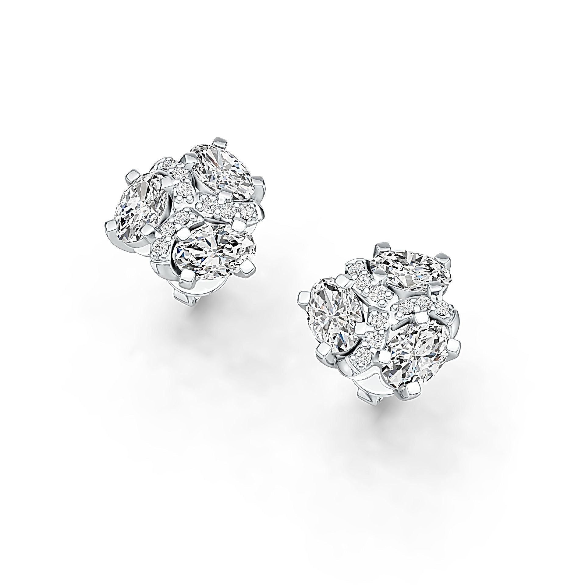 14K Gold Semi Mount Earrings Setting Oval OV 6X4mm Diamond Accent DHJ