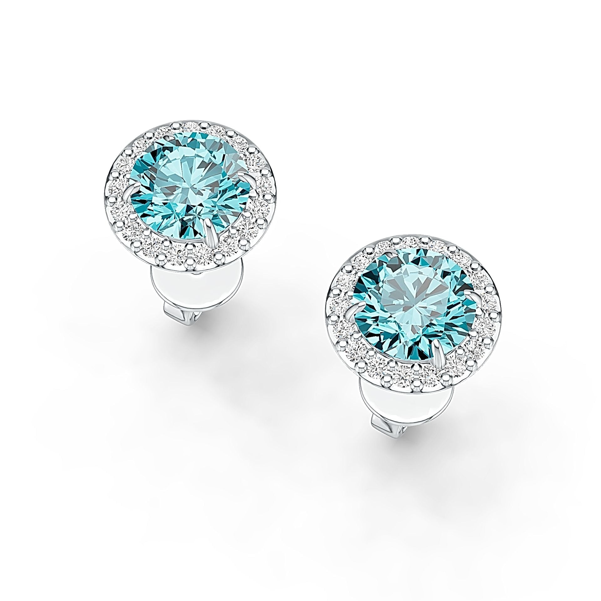 18K Gold Semi Mount Earrings Setting Round RD 6x6m Halo Diamond Accent DHJ