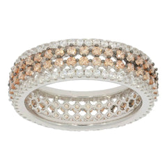 Platinum Ring Band with Moissanite Accent Enternity Band Ring DHJ