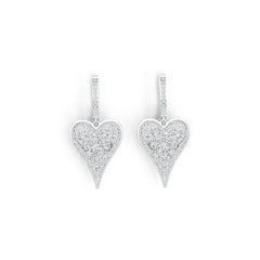 Sterling Silver Earrings with White Topaz or Moissanite Heart Theme DHJ