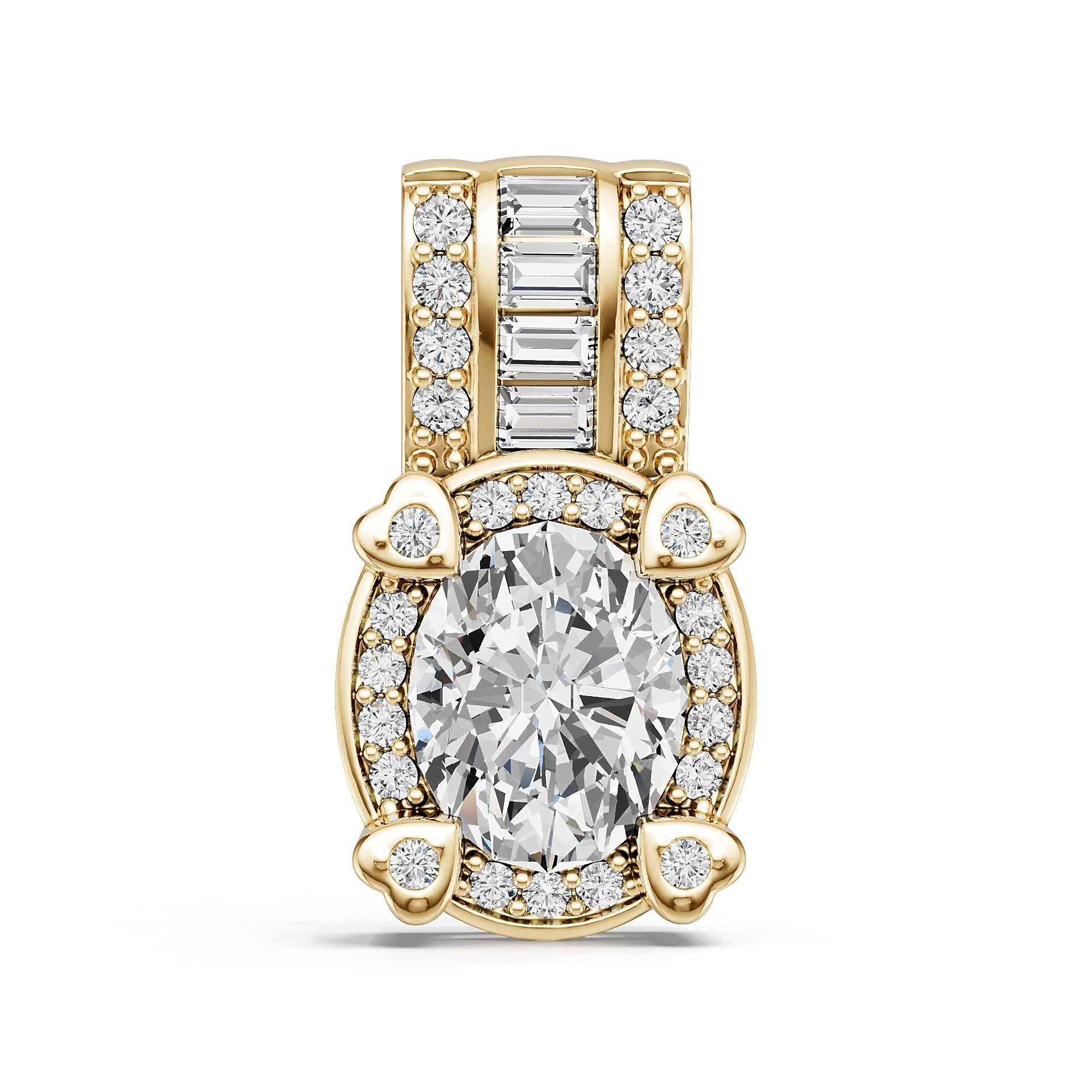 14K Gold Semi Mount Pendant Setting Oval Ov 10x8mm Diamond Accent Syz Jewelry