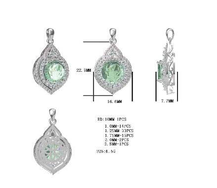 Platinum Semi Mount Pendant Setting Round RD 10x10mm Diamond Accent DHJ