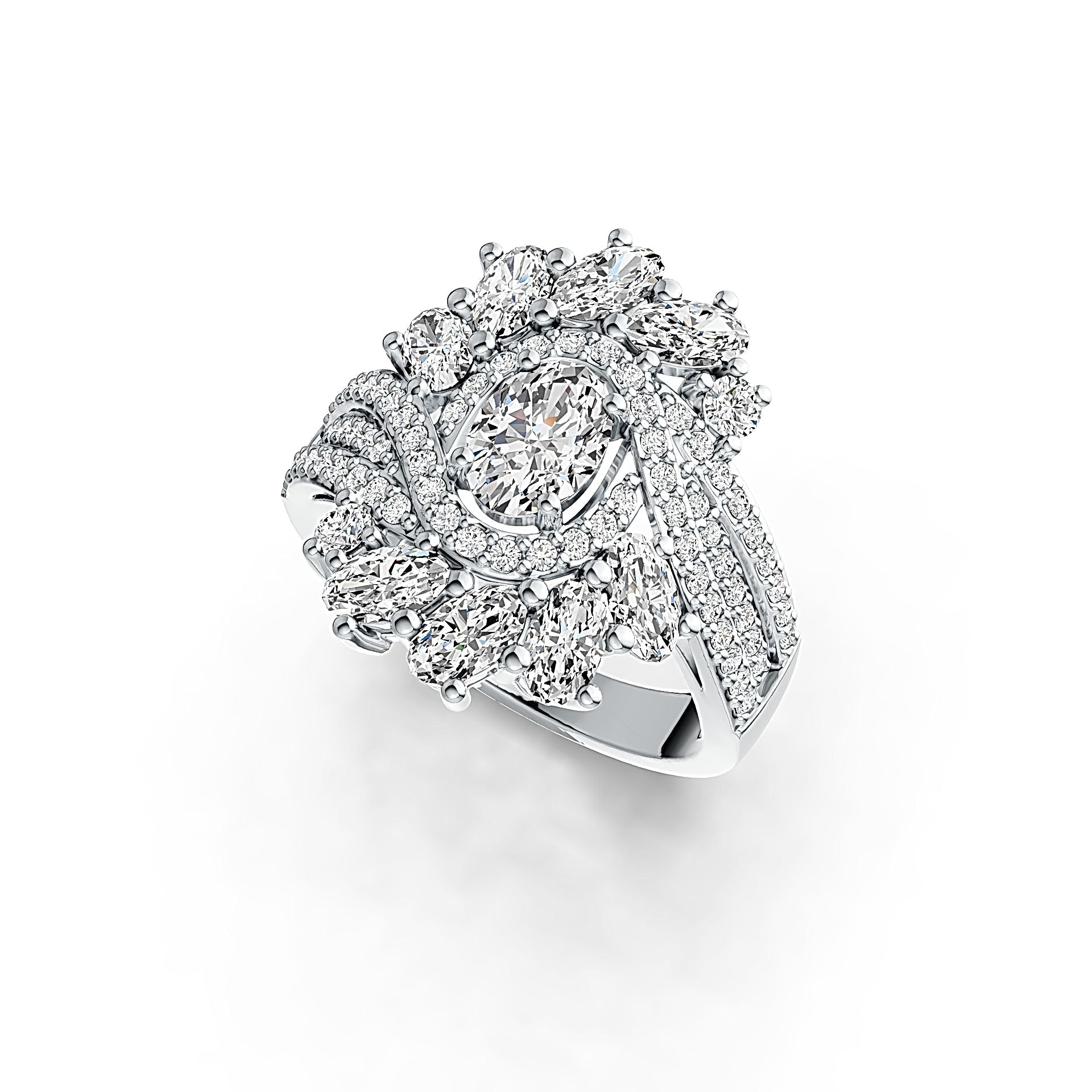 14K Gold Semi Mount Ring Setting Oval OV 7X5mm OV 5X3mm Diamond Accent DHJ