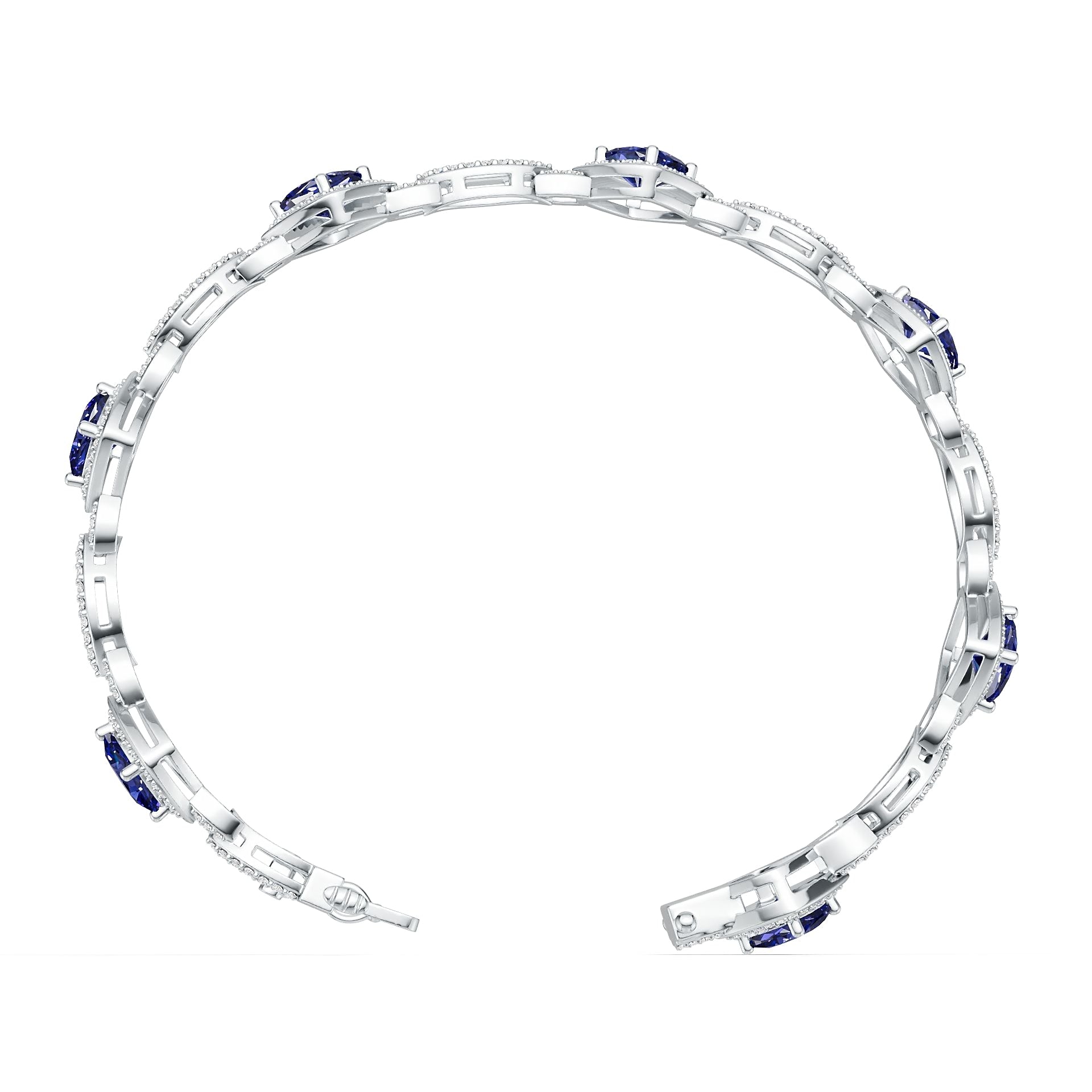 Platinum Semi Mount Bracelet Setting Cushion Cu 5x6mm Diamond Accent Syz Jewelry