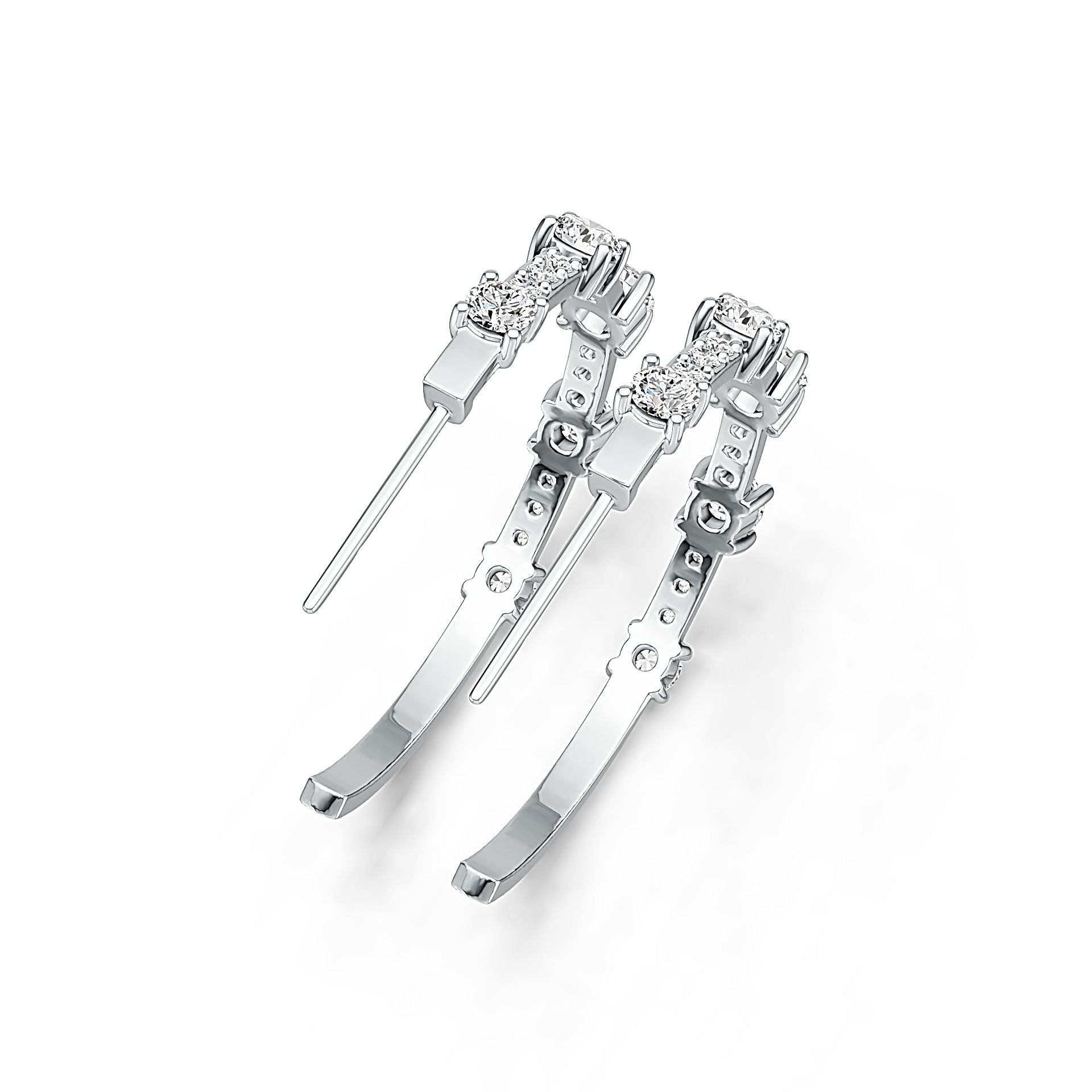 14K Gold Semi Mount Earrings Setting Round RD 4x4mm Diamond Accent DHJ