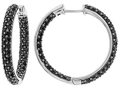 Platinum Hoop Earrings with White Topaz or Moissanite Diamond Accent DHJ