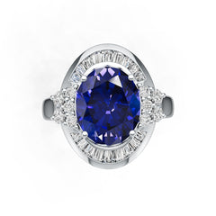 10K Gold Semi Mount Ring Setting Oval OV 12X10mm Cabochon Baguette Halo Moissanite Accent DHJ