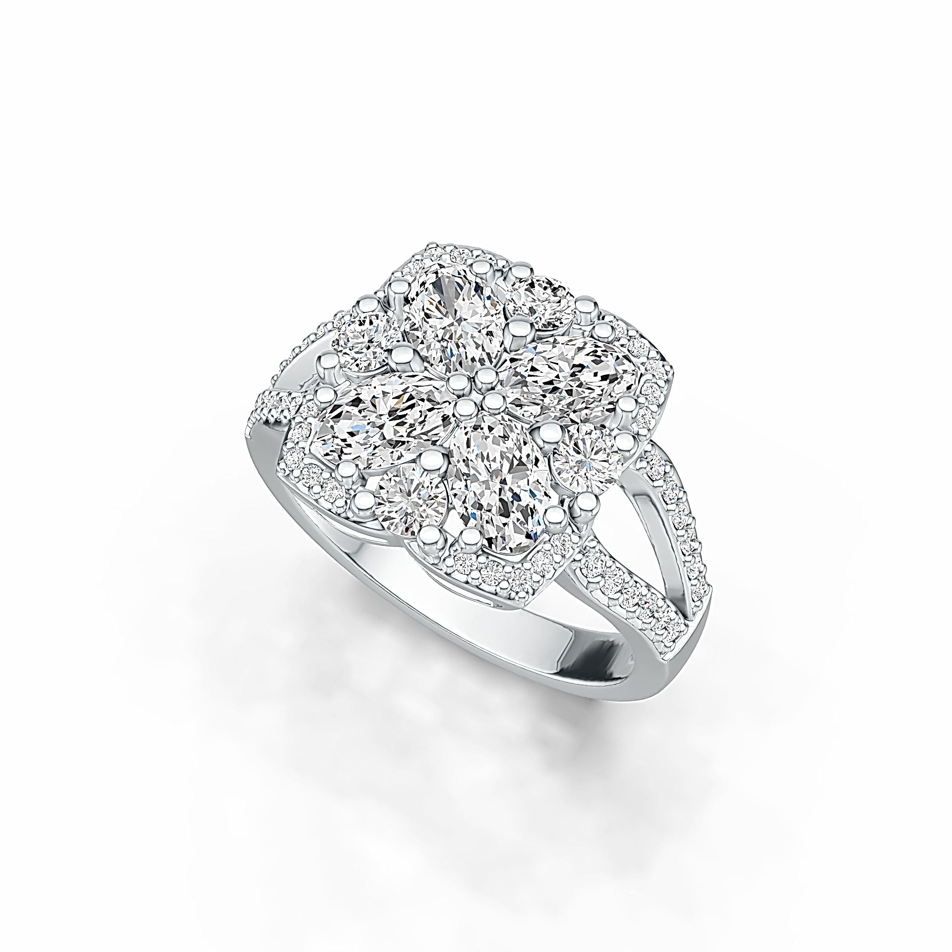 10K Gold Semi Mount Ring Setting Oval OV 6X4mm with White Topaz Moissanite Accent DHJ