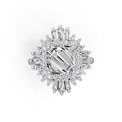 Sterling Silver Semi Mount Ring Setting Baguette BAG 8x8mm Halo Syzjewelry