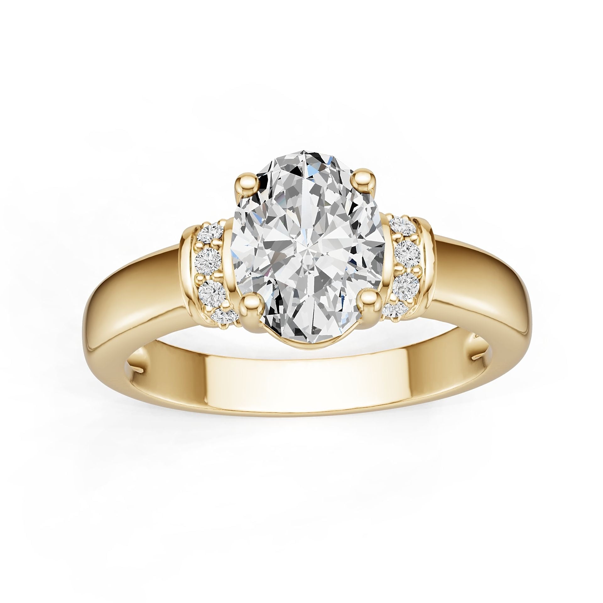 18K Gold Semi Mount Ring Setting Oval Ov 8x6mm Diamond Accent Syz Jewelry