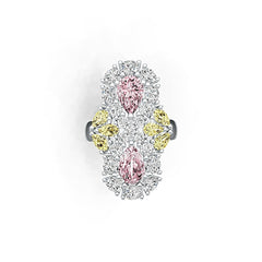 Sterling Silver Semi Mount Ring Setting Pear PE 9x6mm PE 5x3mm OV 4x3mm DHJ