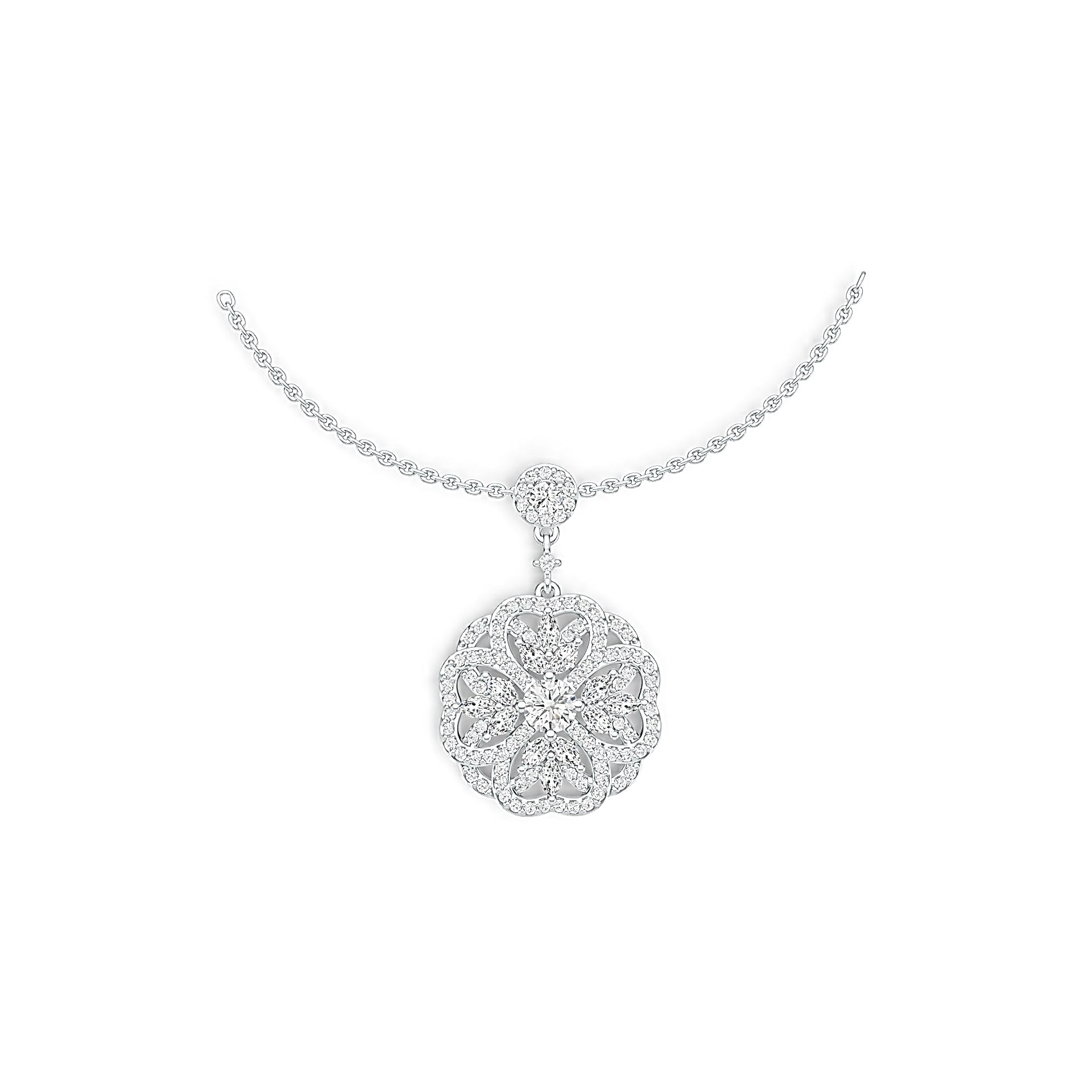 Sterling Silver Semi Mount Pendant Setting Round RD 5x5mm with White Topaz DHJ