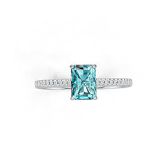 Sterling Silver Semi Mount Ring Setting Emerald OCT 7X5mm with White Topaz DHJ