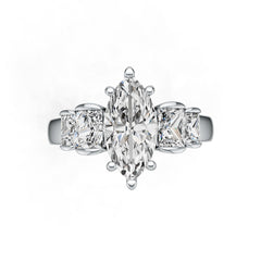 Sterling Silver Semi Mount Ring Setting Marquise MQ 14X7mm BG 5X4mm BG 4X3 DHJ
