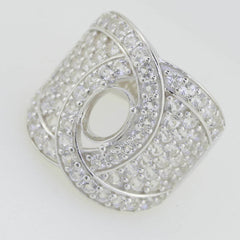 14K Gold Semi Mount Ring Setting Oval OV 8X6mm Dome Ring Diamond Accent Syzjewelry