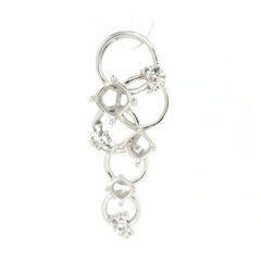 Platinum Semi Mount Pendant Setting Cushion Cu7x7 5x5 & 4x4mm Diamond Accent Syzjewelry