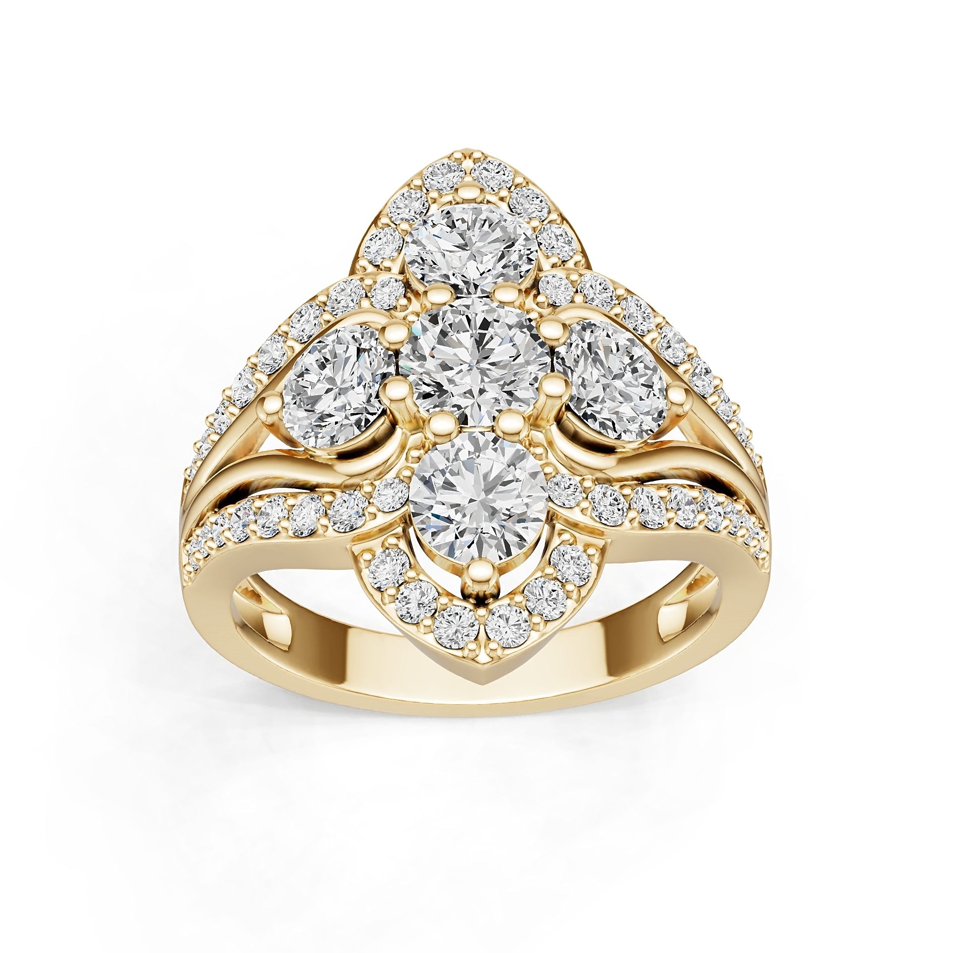 14K Gold Semi Mount Ring Setting Round Ro 6x6mm Diamond Accent Syz Jewelry