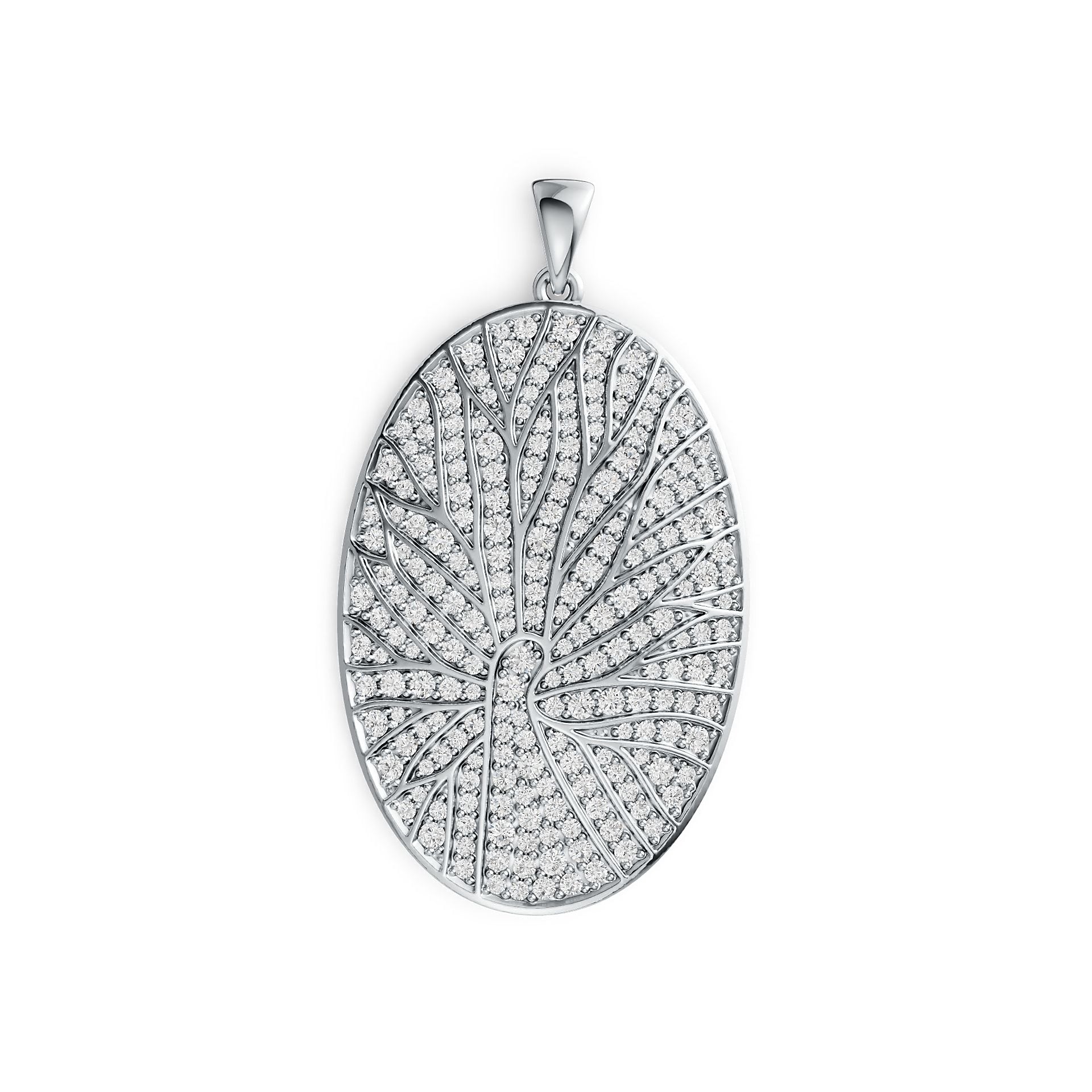 Sterling Silver Pendant with White Topaz or Moissanite Oval-Shaped DHJ