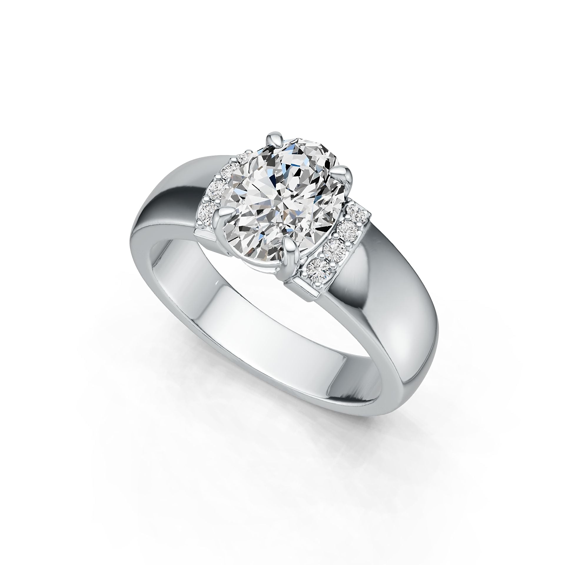 18K Gold Semi Mount Ring Setting Oval OV 9X7mm Diamond Accent DHJ