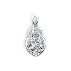 Platinum Semi Mount Pendant Setting Oval OV 10X8mm Diamond Accent DHJ