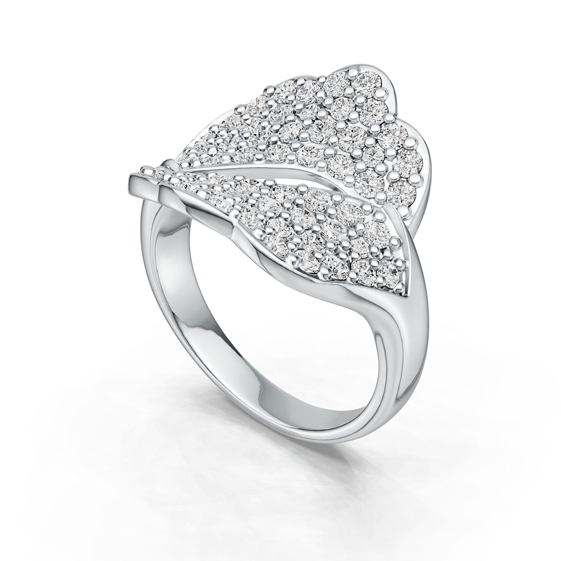 14K Gold Ring Leaf Theme with or Moissanite Diamond Accent DHJ