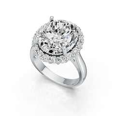 10K Gold Semi Mount Ring Setting Oval OV 14X12mm Halo Moissanite Accent DHJ