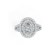 Sterling Silver Semi Mount Ring Setting Oval OV 8X6mm Double Halo Split Shank DHJ