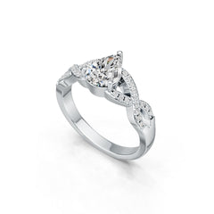 Platinum Semi Mount Ring Setting Pear PE 9X7mm Diamond Accent DHJ