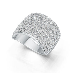 18K Gold Ring with or Moissanite Pave Cluster Dome Statement Ring Diamond Accent DHJ