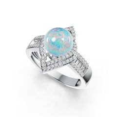 14K Gold Semi Mount Ring Setting Round RD 8x8mm for Pearl Diamond Accent DHJ