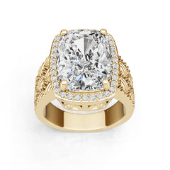 10K Gold Semi Mount Ring Setting Round Ro 14x10mm Moissanite Accent Syz Jewelry
